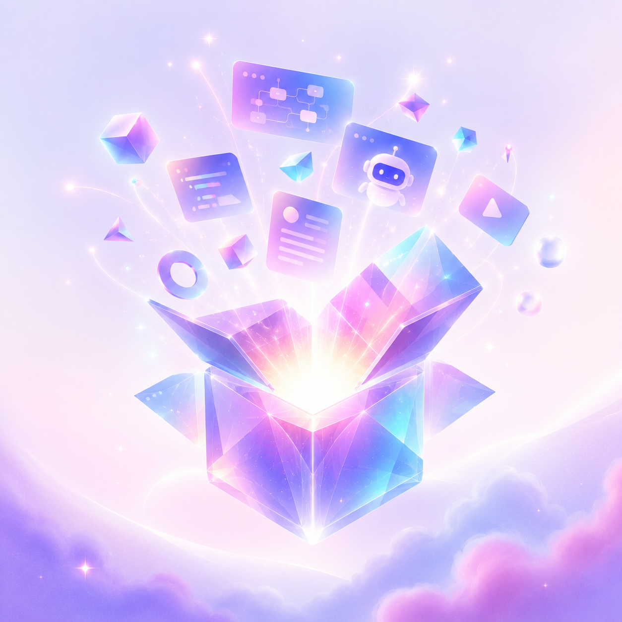Iridescent crystal box radiating shipped work